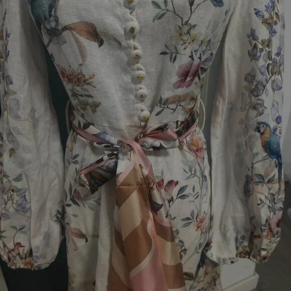 ZimmermannRebellious fabric buttoned long-sleeved mid-length dress - Picture 4 of 11